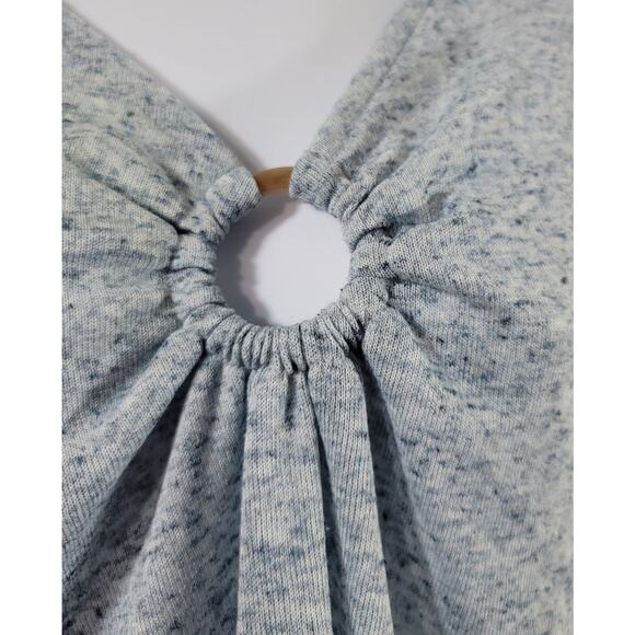 Lane Bryant Blue Marled V Neck Top 18 20 Lightweight Short Sleeves Stretchy Soft - Picture 2 of 4